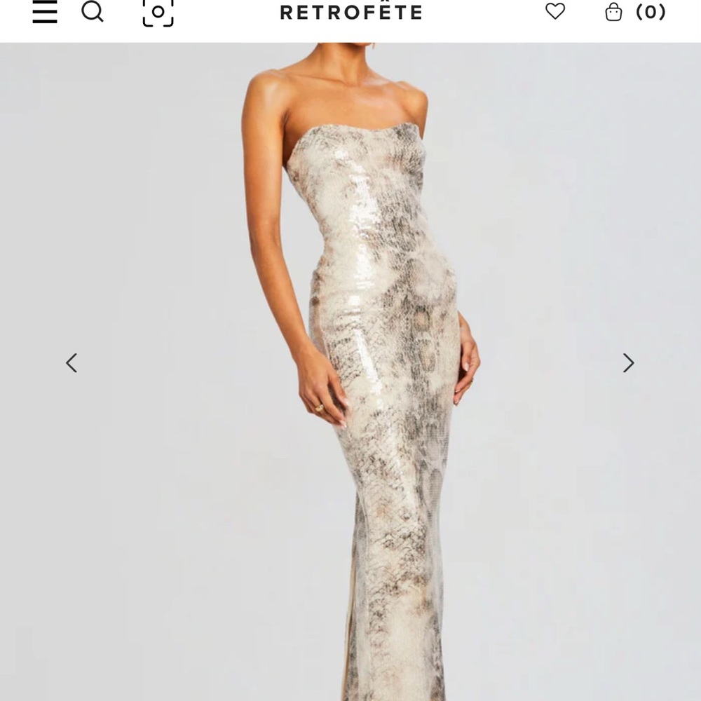 Retrofête Strapless Snake Print Gown